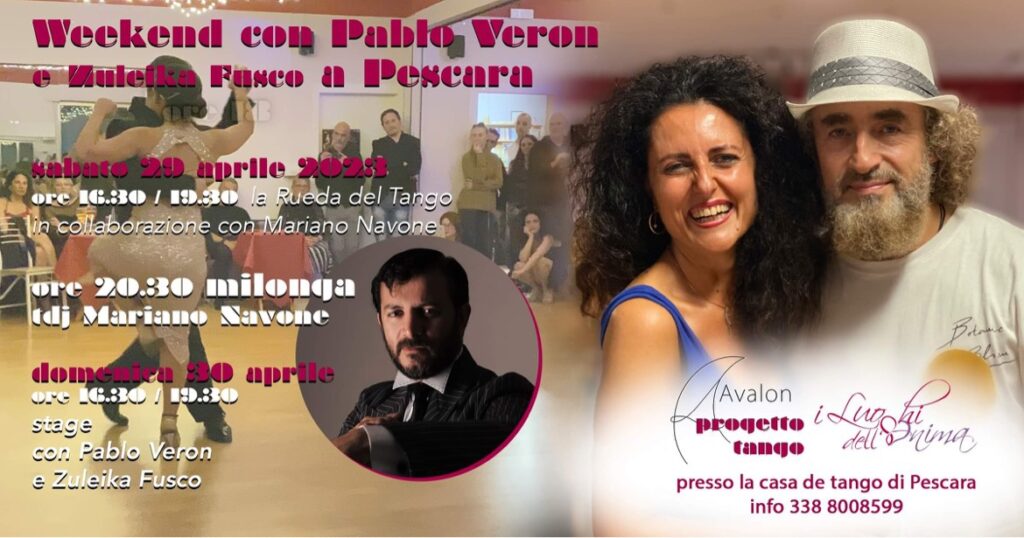 Weekend con Pablo Veron e Zuleika Fusco a Pescara | 29 e 30 aprile 2023 – Pescara