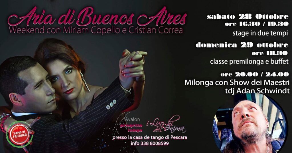 Aria di Buenos Aires. Weekend con Miriam Copello e Cristian Correa | 28 e 29 ottobre 2023 – Pescara
